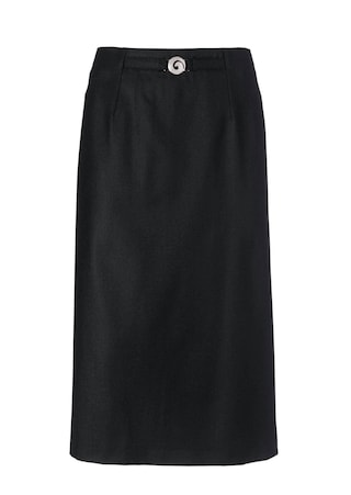 schwarz Klassieke scheerwollen rok met elastische tailleband