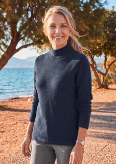 Fijn gebreide tricot pullover met opstaande kraag thumbnail 7