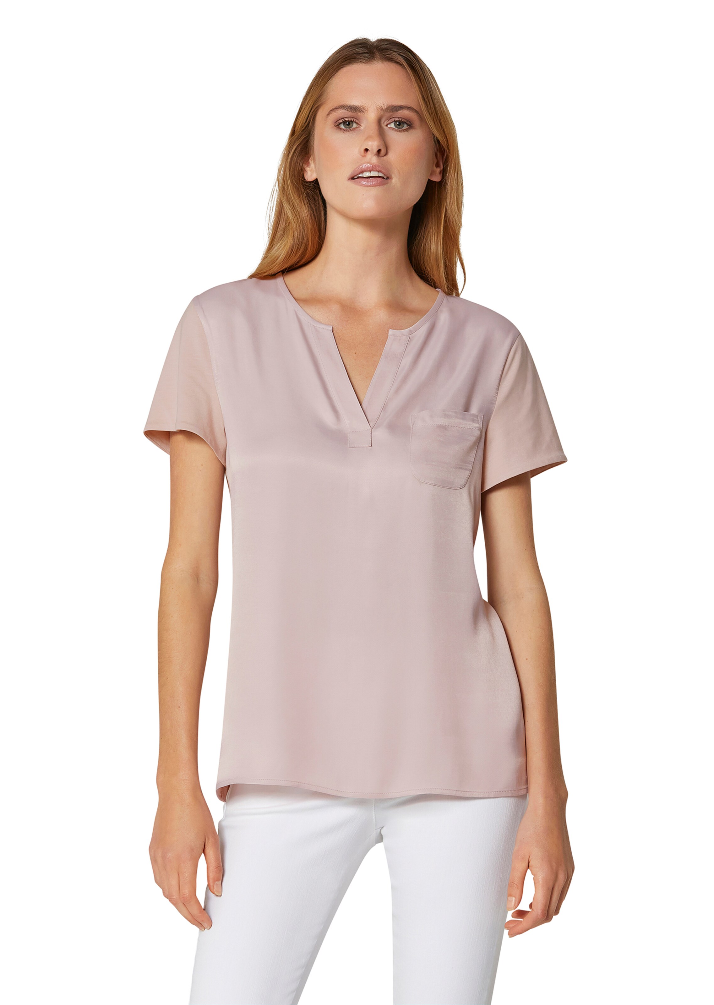 Blusenshirt im stylischen Material-Mix