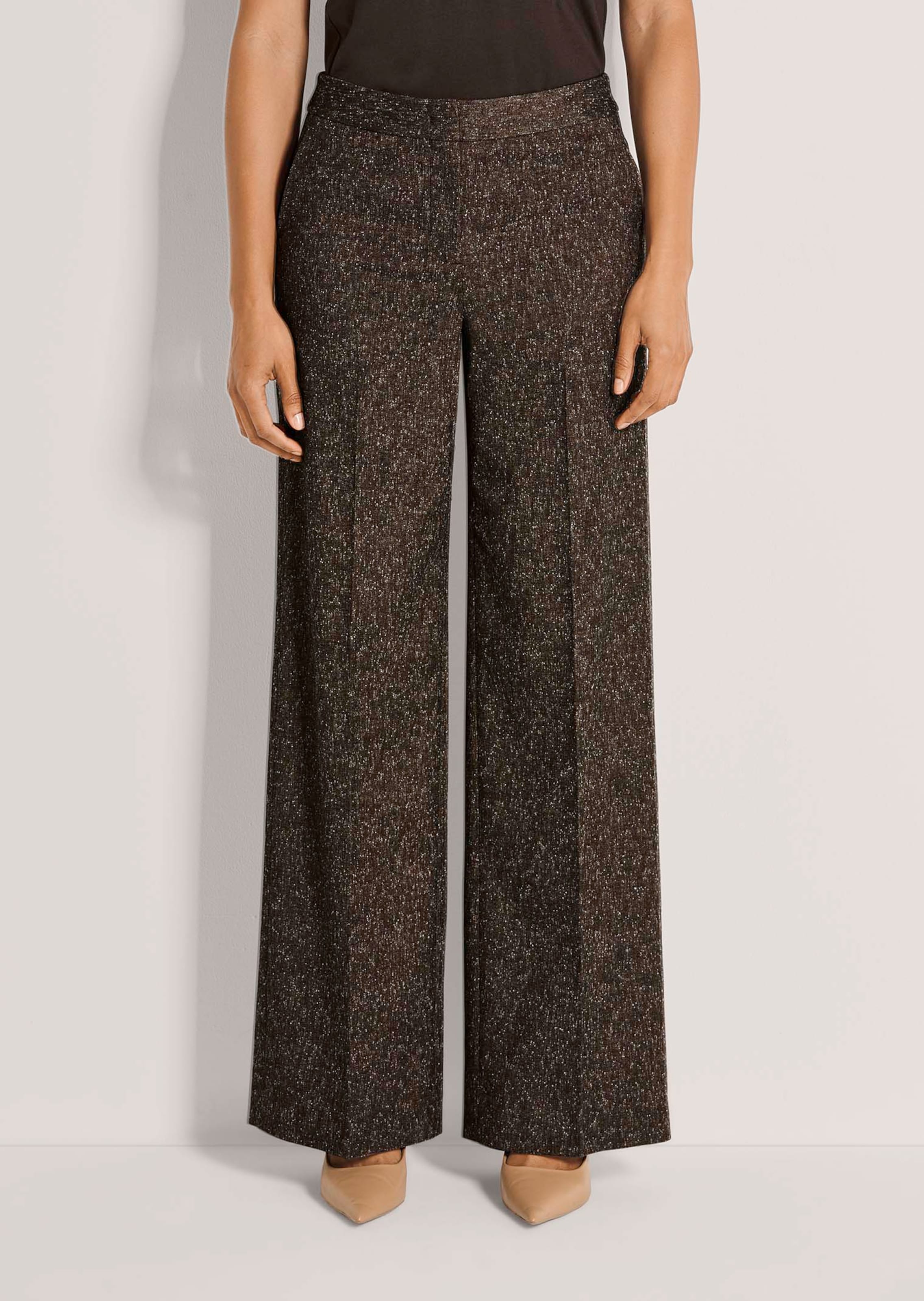 Weite Tweed-Hose mit Bügelfalten