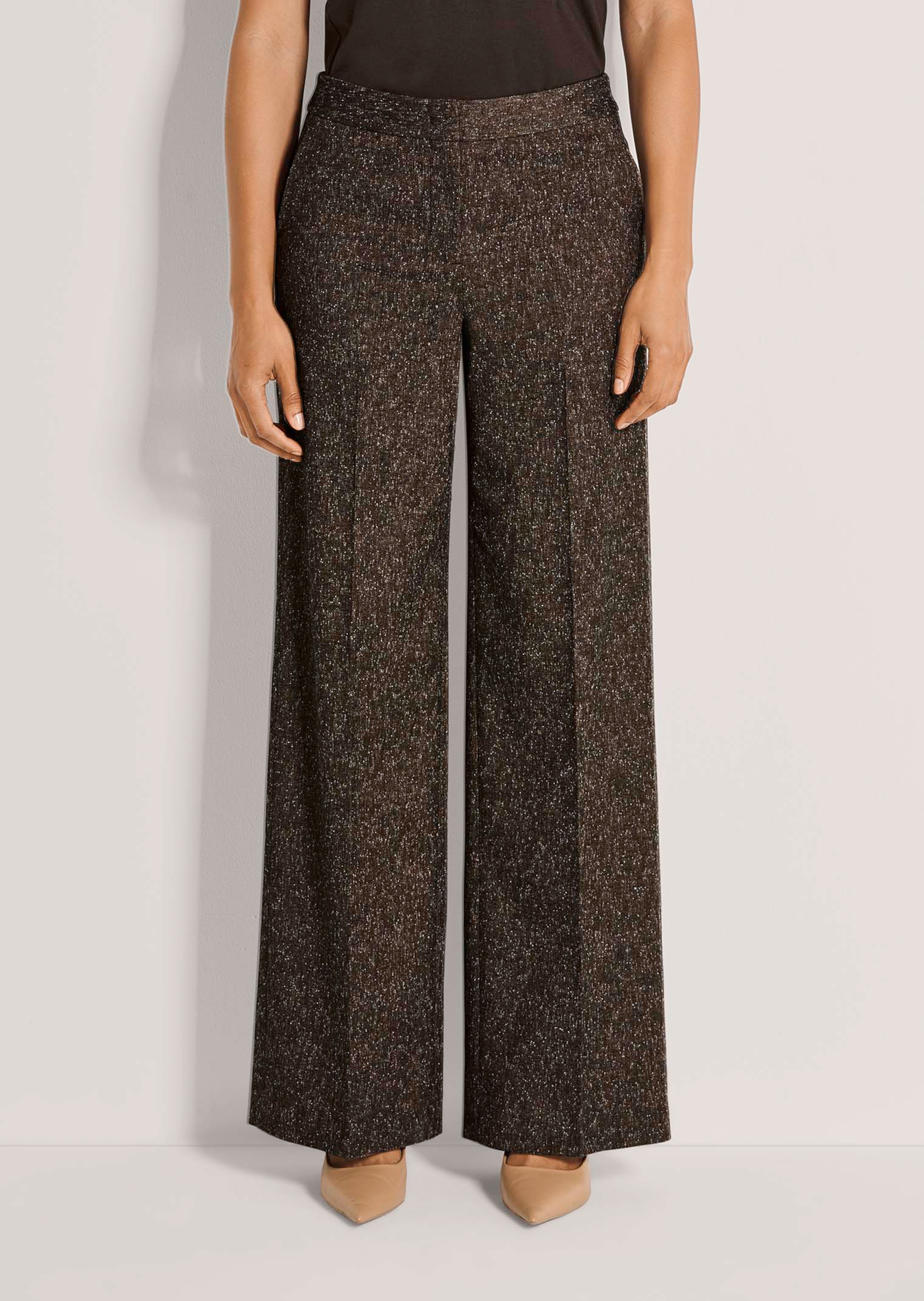 Weite Tweed-Hose mit Bügelfalten