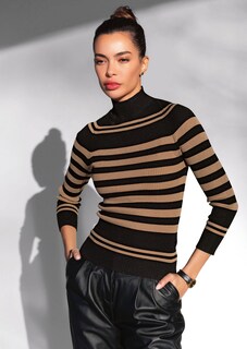 Rippstrickpullover mit Streifen thumbnail 2
