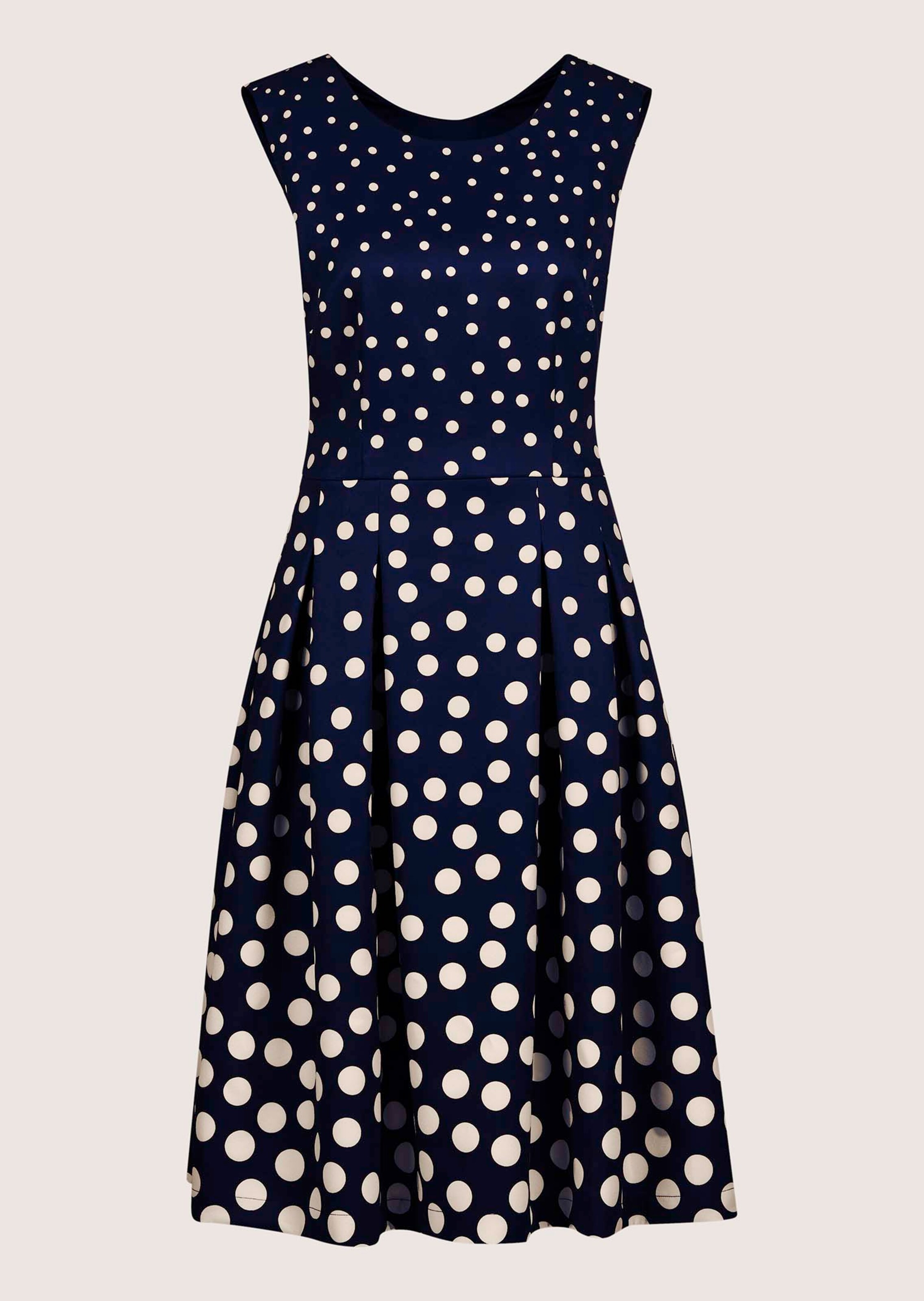 navy blue spring dress self-portrait - Navy Bandeau Polka Dot Satin Midi Dress main image 1