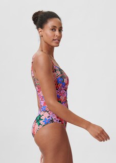 Swimming costume with floral print and draping thumbnail 4
