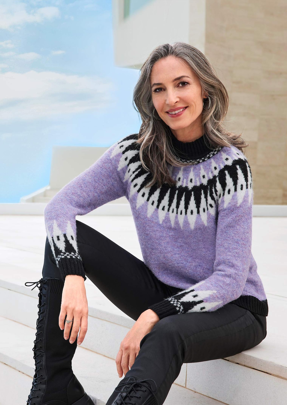 Wool Sweater Norweger Pullover Damen Modern Norweger