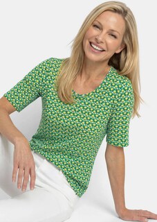 Shirt van viscose met minimalistische geometrische print thumbnail 4