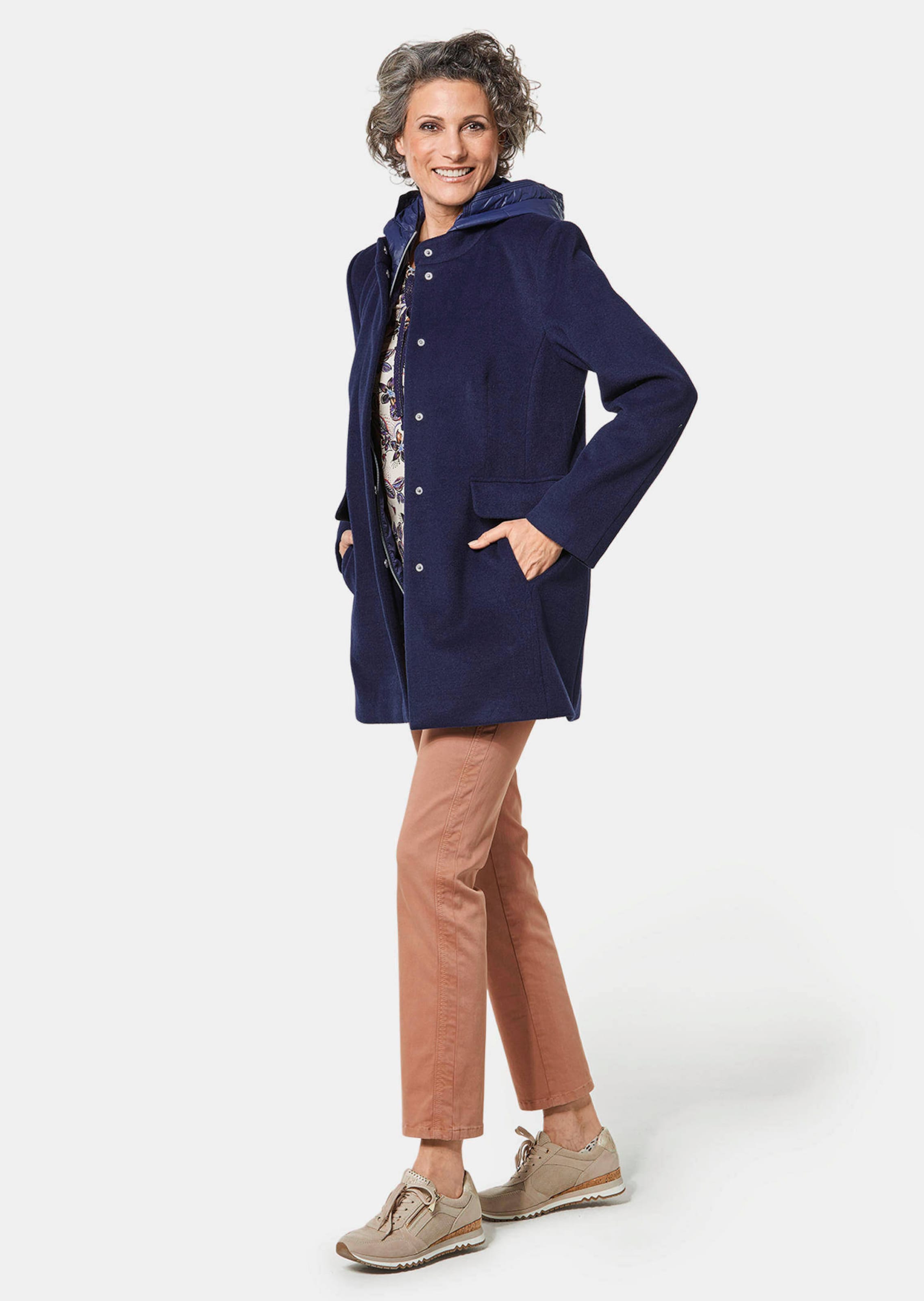 Doux manteau tendance avec de la laine - marine / chiné - Gr. 56 de Goldner Fashion