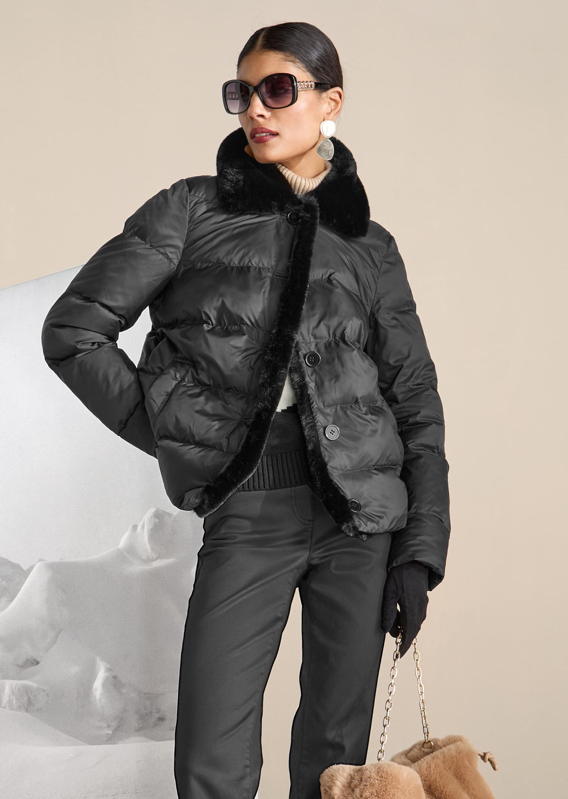 Steppjacke mit Teddyfellkragen