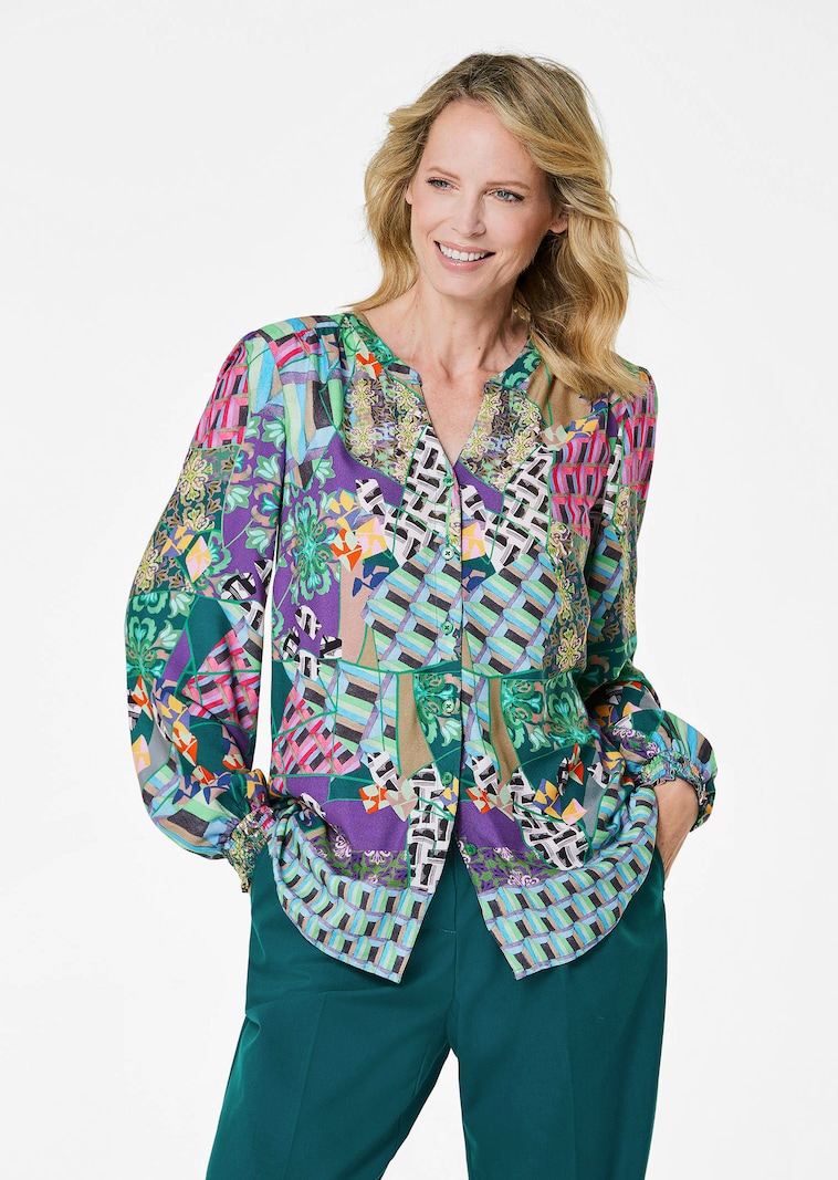 Gedessineerde blouse met patchpatroon