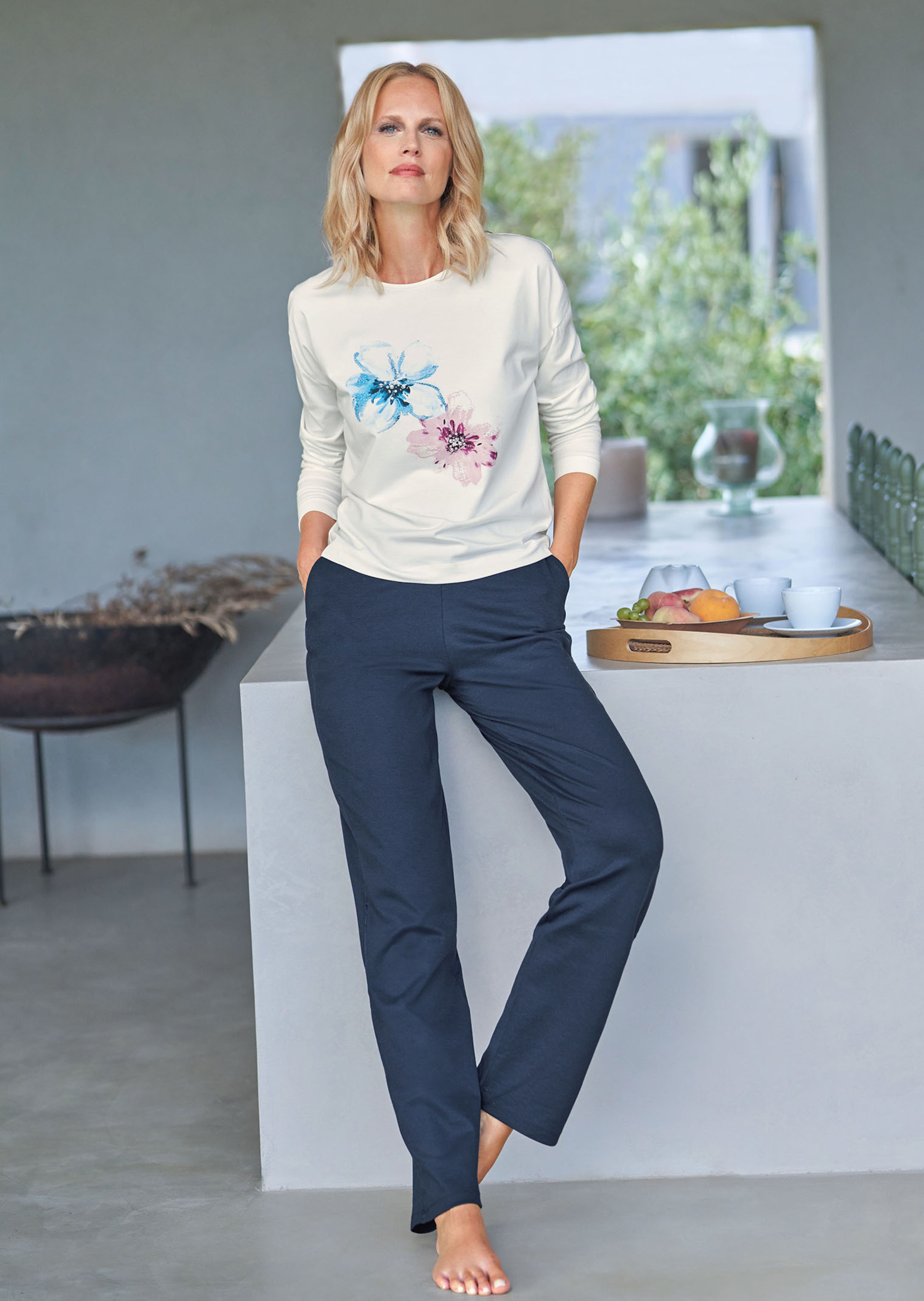 Loungepants mit edlem Satinstreifen