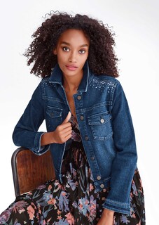 Veste en jean ornée de petites pierres décoratives thumbnail 7