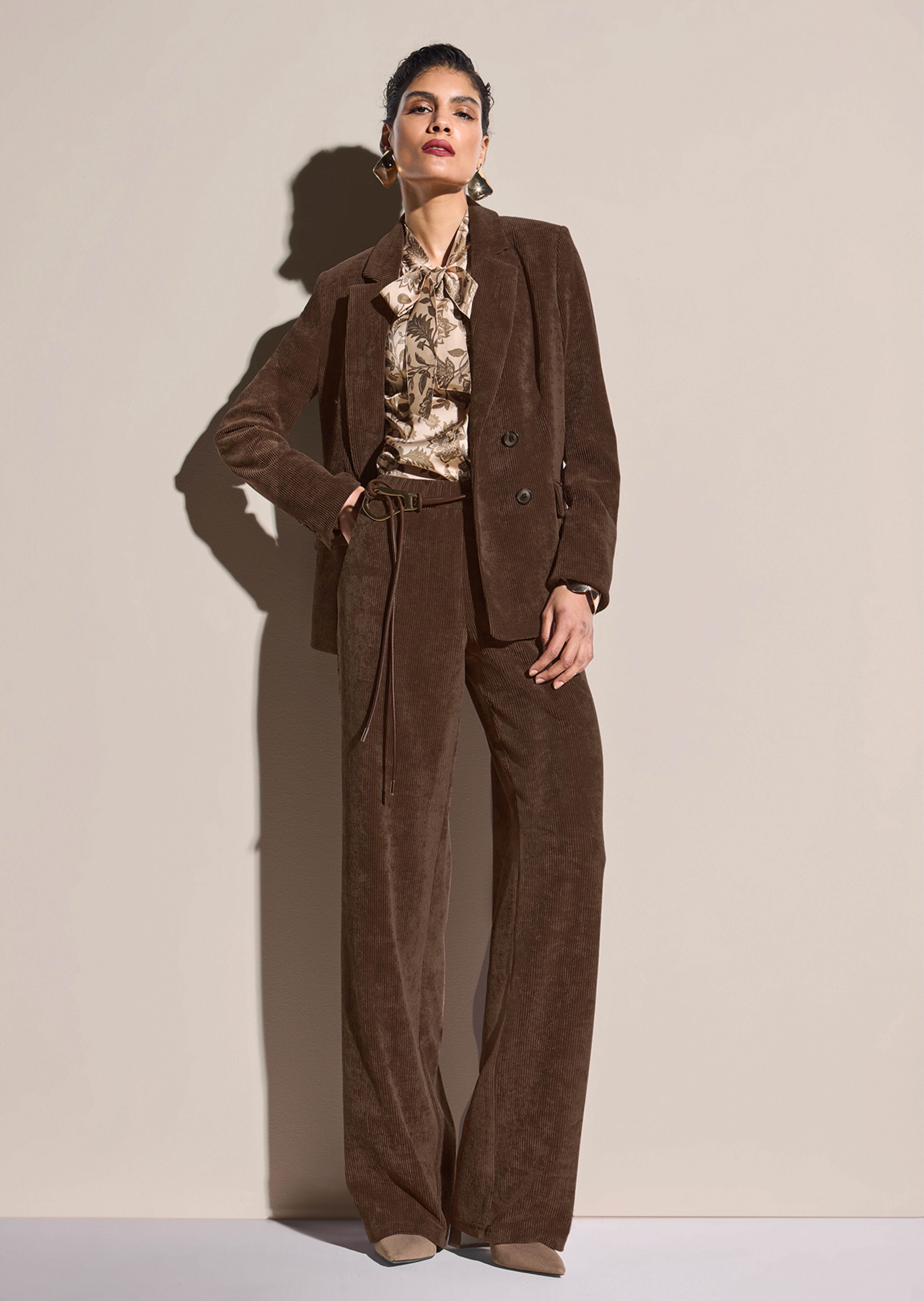 Zweireihiger Blazer in Cord-Optik