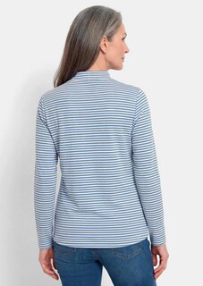 Shirt met lange mouwen, strepen en opstaande kraag thumbnail 2