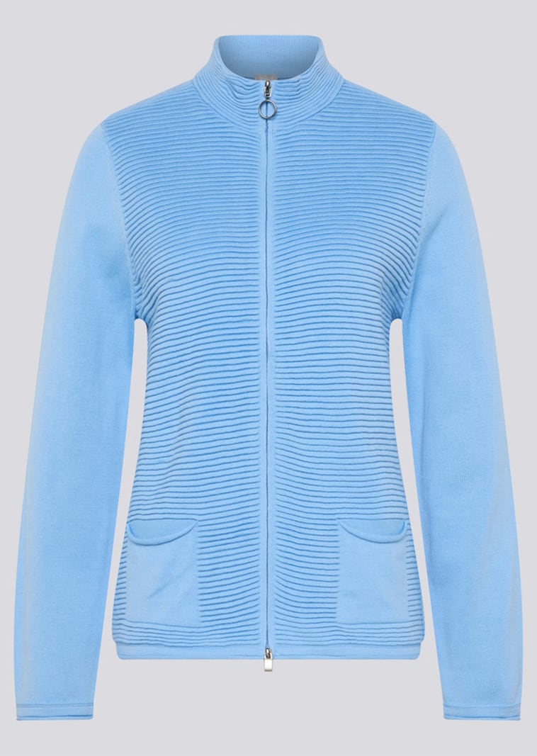 Veste en tricot avec zip double-sens et col montant