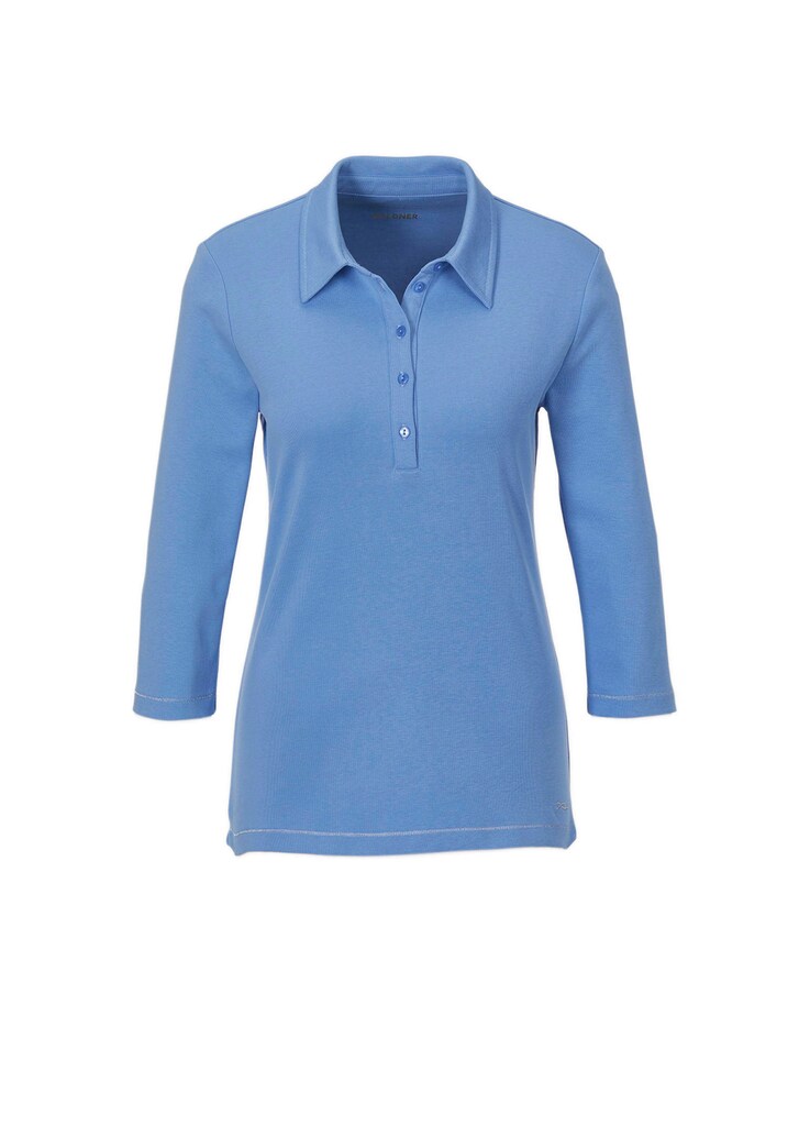 Basic-Poloshirt mit Stickerei aus reiner Baumwolle