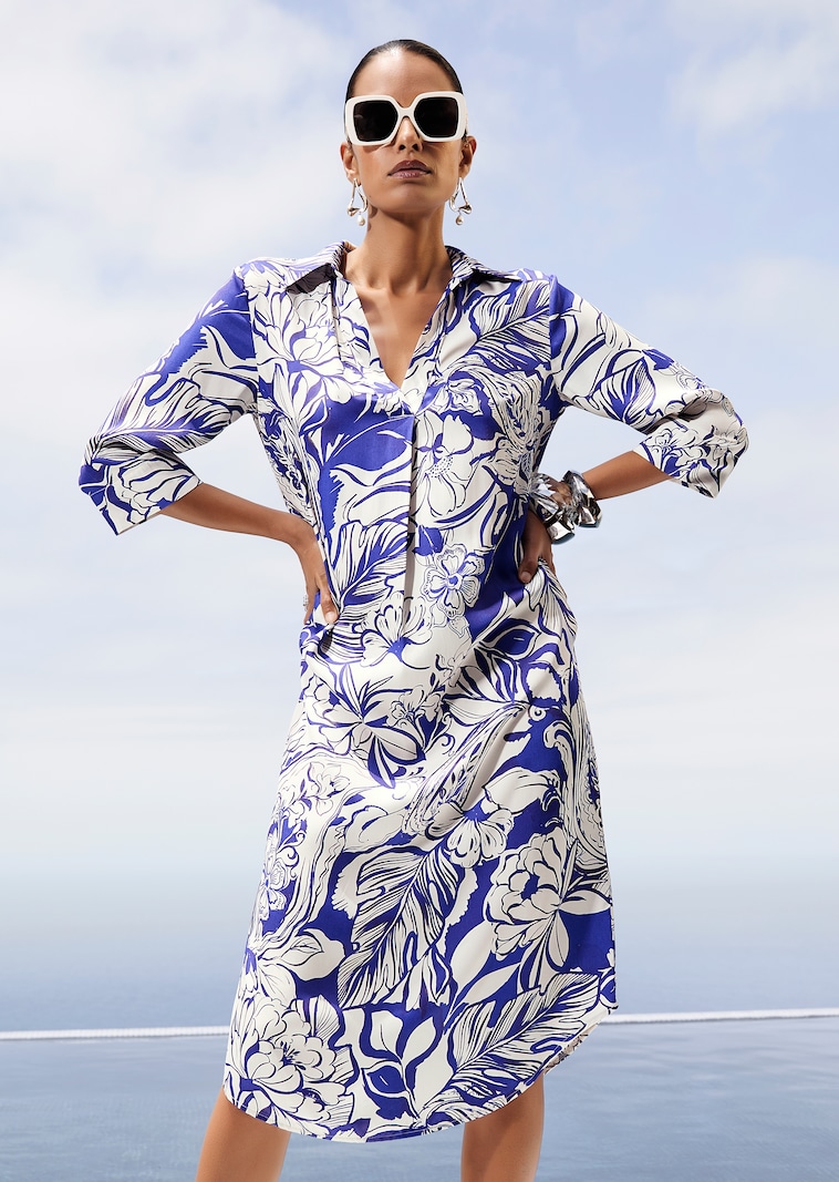 Sommerkleid mit floralem Print und 3/4-Arm
