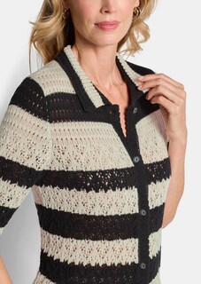 Veste en tricot à rayures avec motif ajouré thumbnail 5