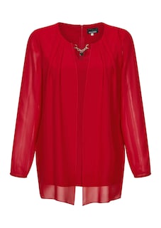 Festliche Bluse mit Chiffonüberwurf und Schmuckelement thumbnail 6