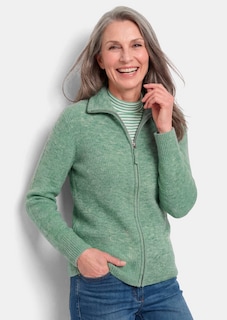Strickjacke in Rippenstruktur mit Reißverschluss thumbnail 1