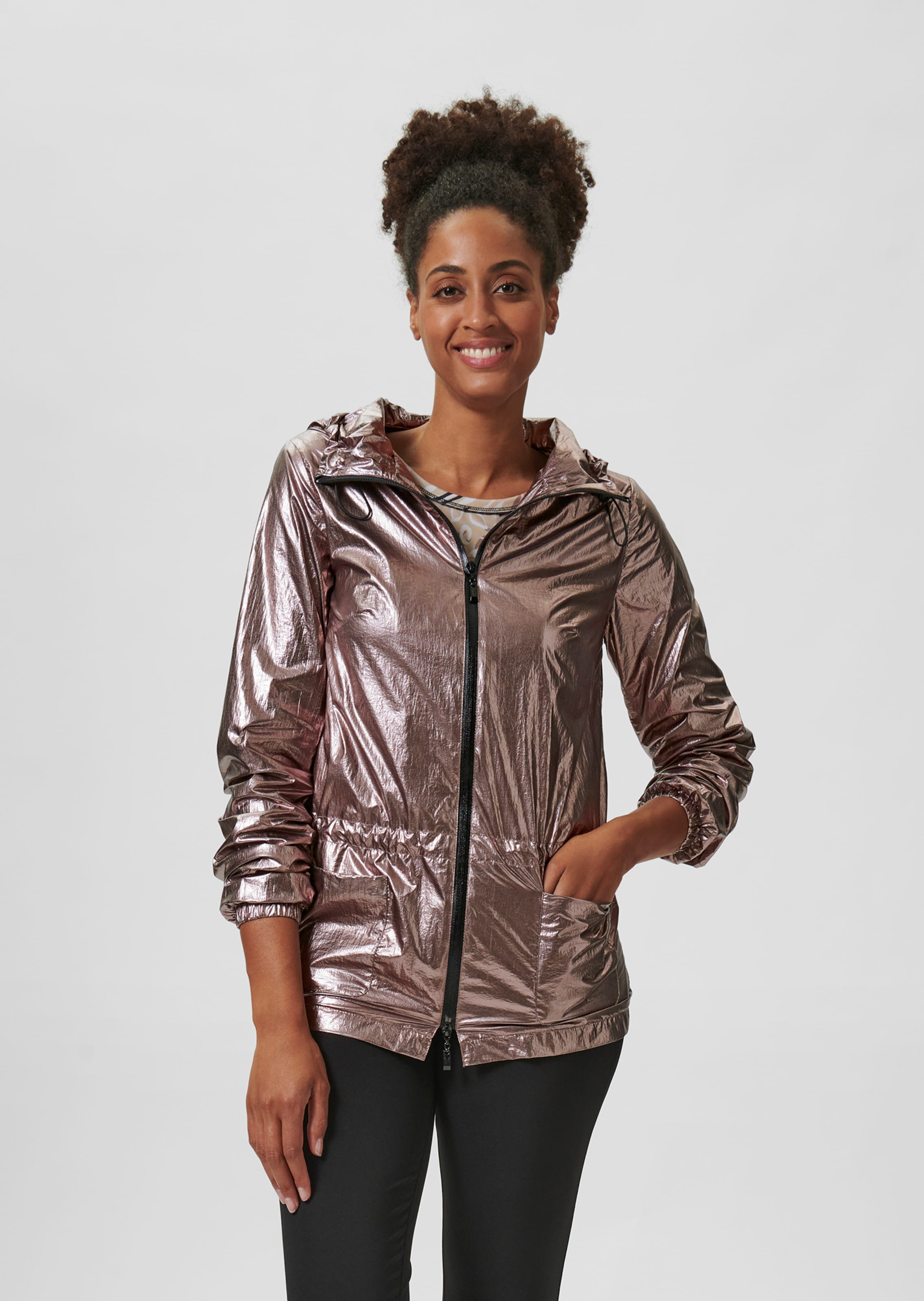 Hooded jacket in a metallic look in platinum MADELEINE Fashion