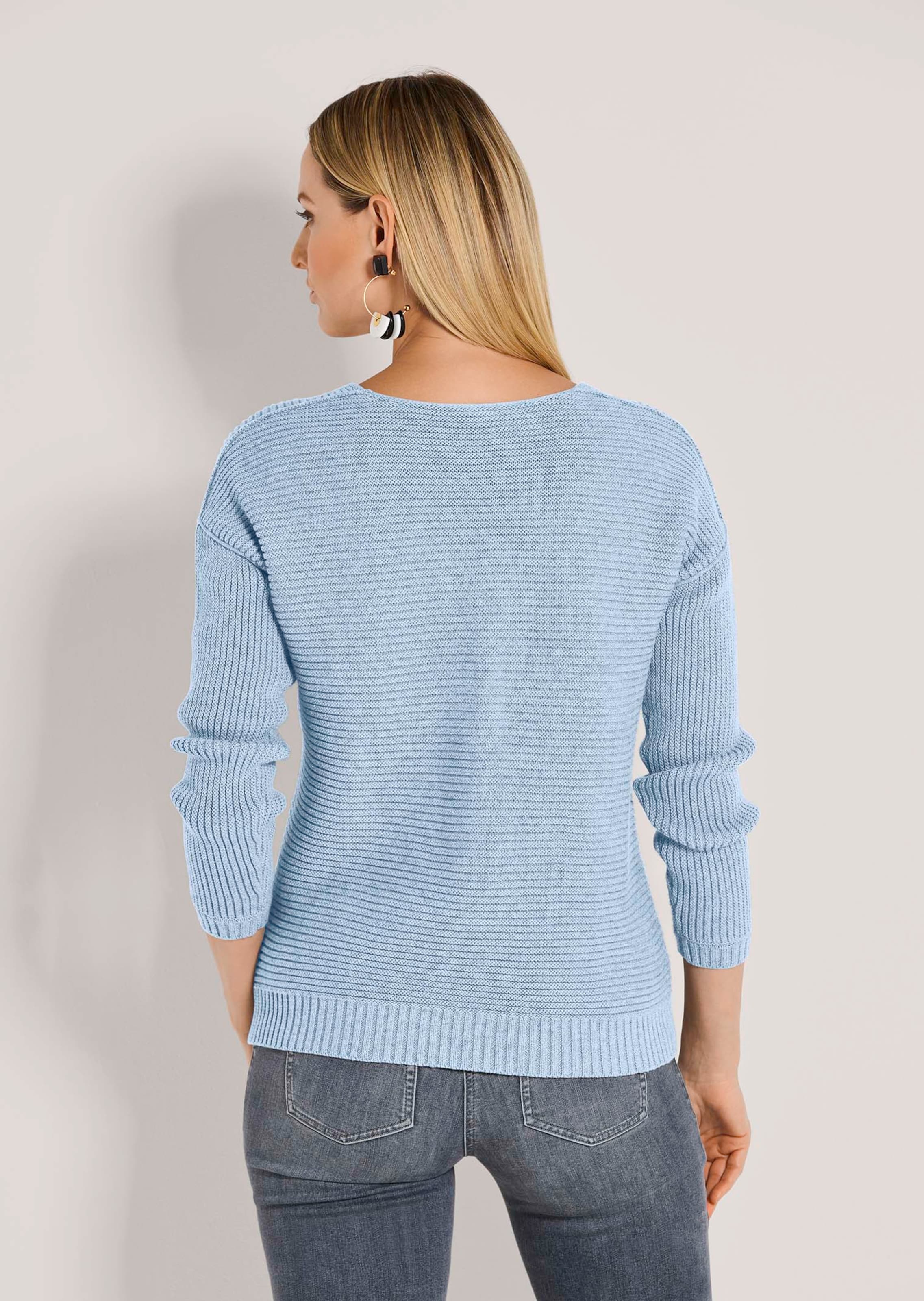 Sweat Orvis Femme Bleu Col V - Taille M - Manches Longues - Très Bon État