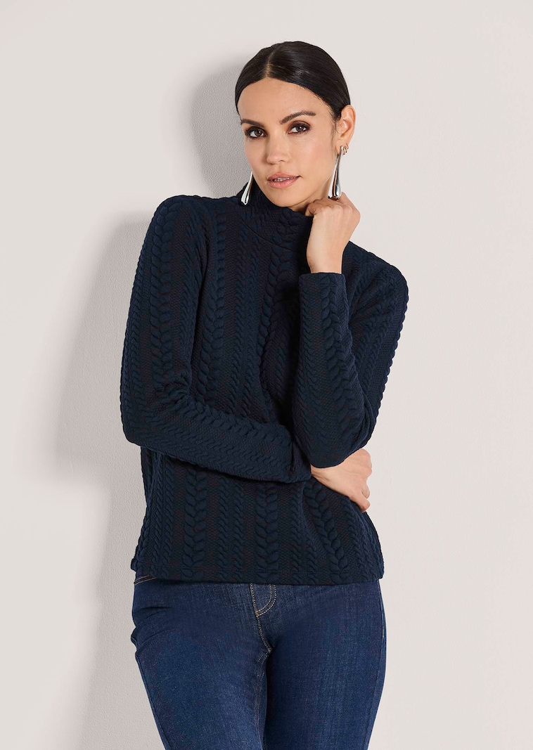 Sweatshirt mit Zopfstruktur