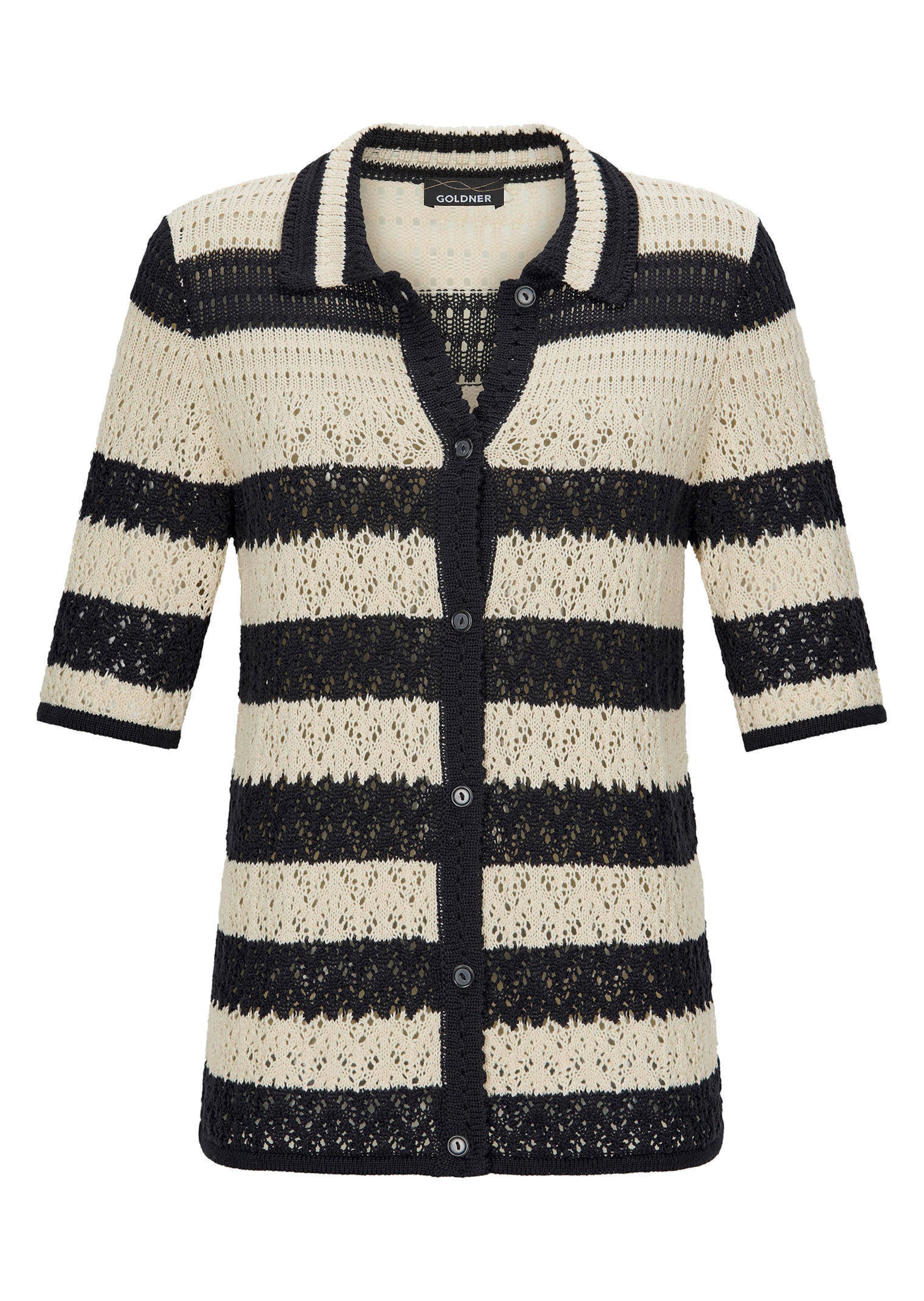 Gestreifte Strickjacke mit Lochmuster