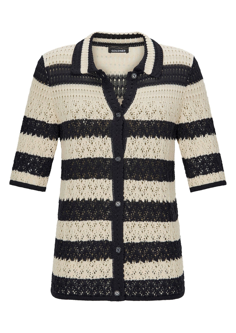 Veste en tricot à rayures avec motif ajouré