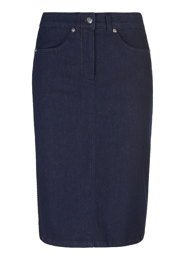 Slim denim skirt with embroidery 5