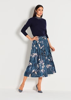 Schwungvoller Crinkle-Samtrock mit Floral-Print thumbnail 7