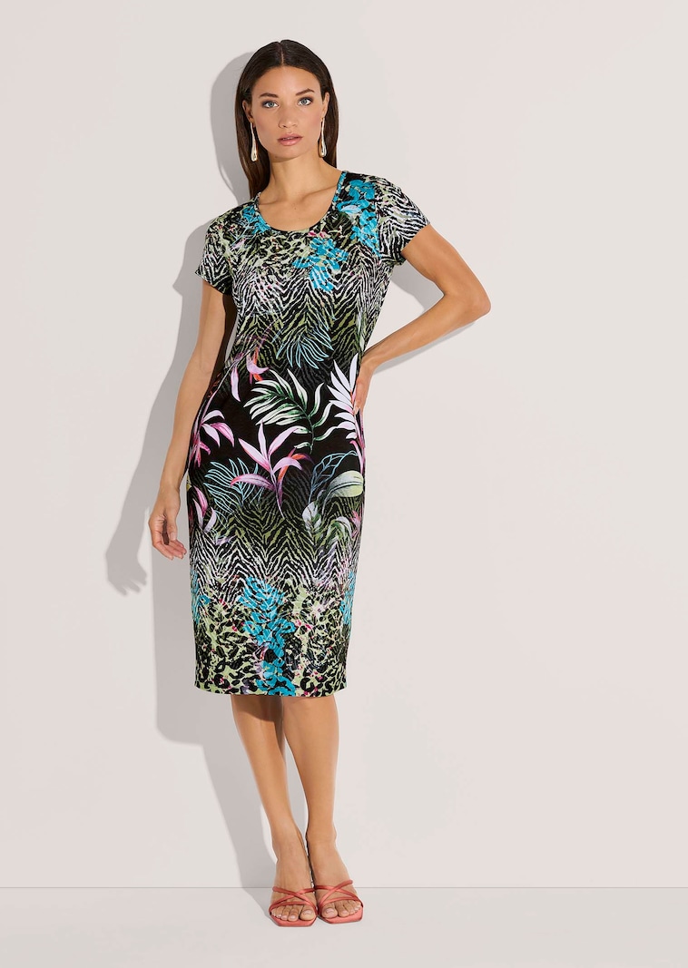Sommerliches Jerseykleid mit exotischem Print