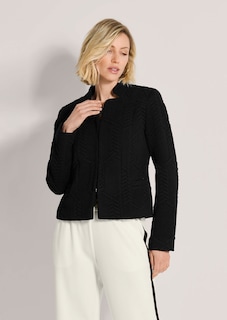 Kurzer Jersey-Blazer mit Zopfmuster thumbnail 1