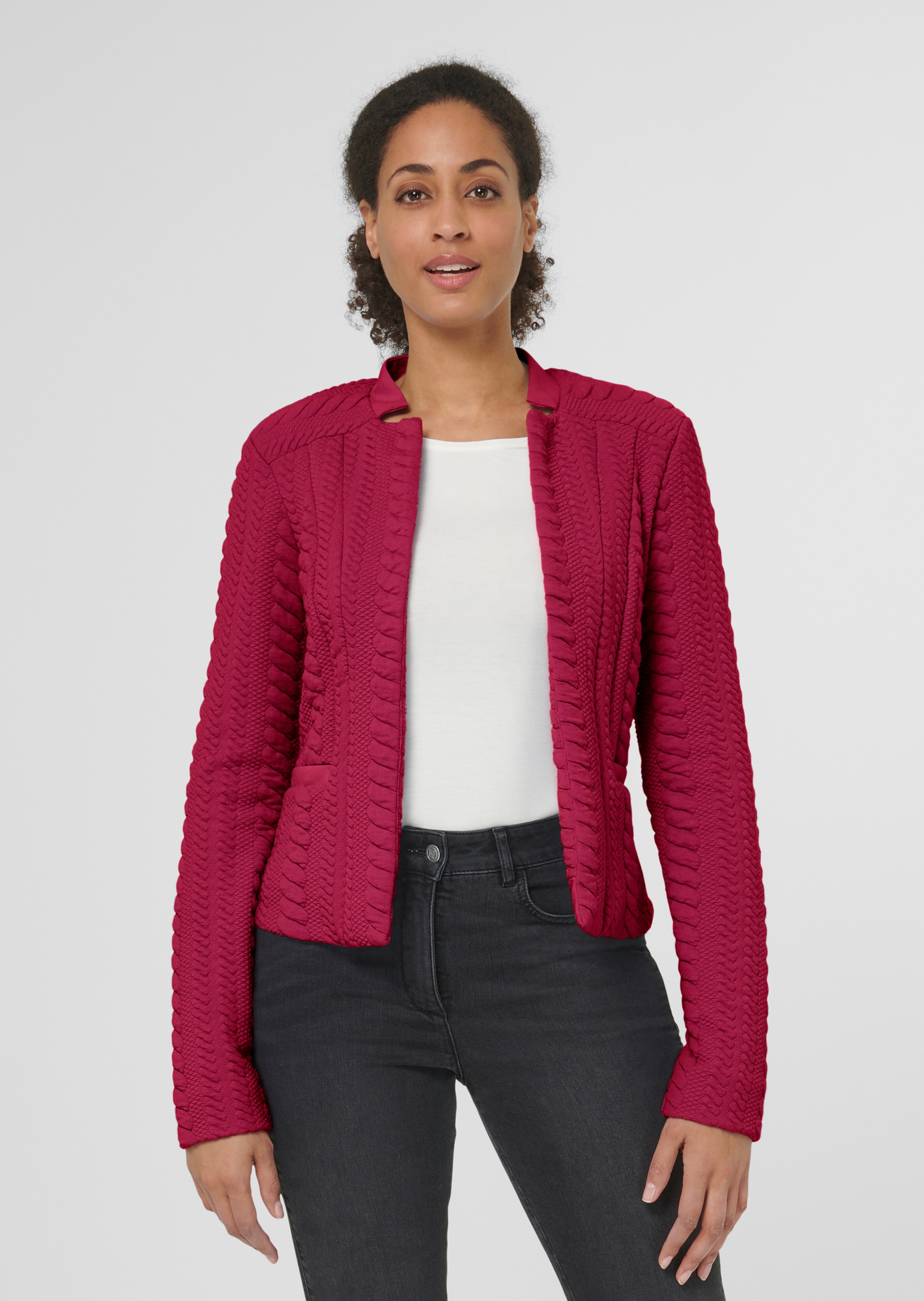 Kurzer Jerseyblazer mit modischer Struktur