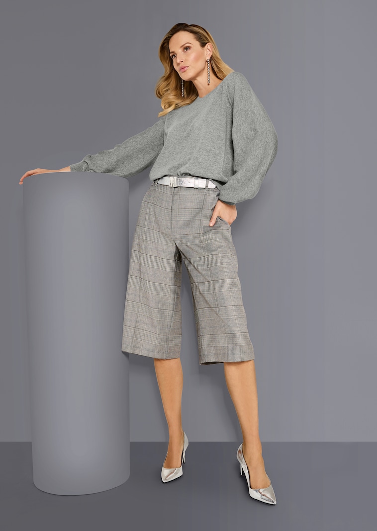 Glencheck-Bermuda mit Bügelfalten