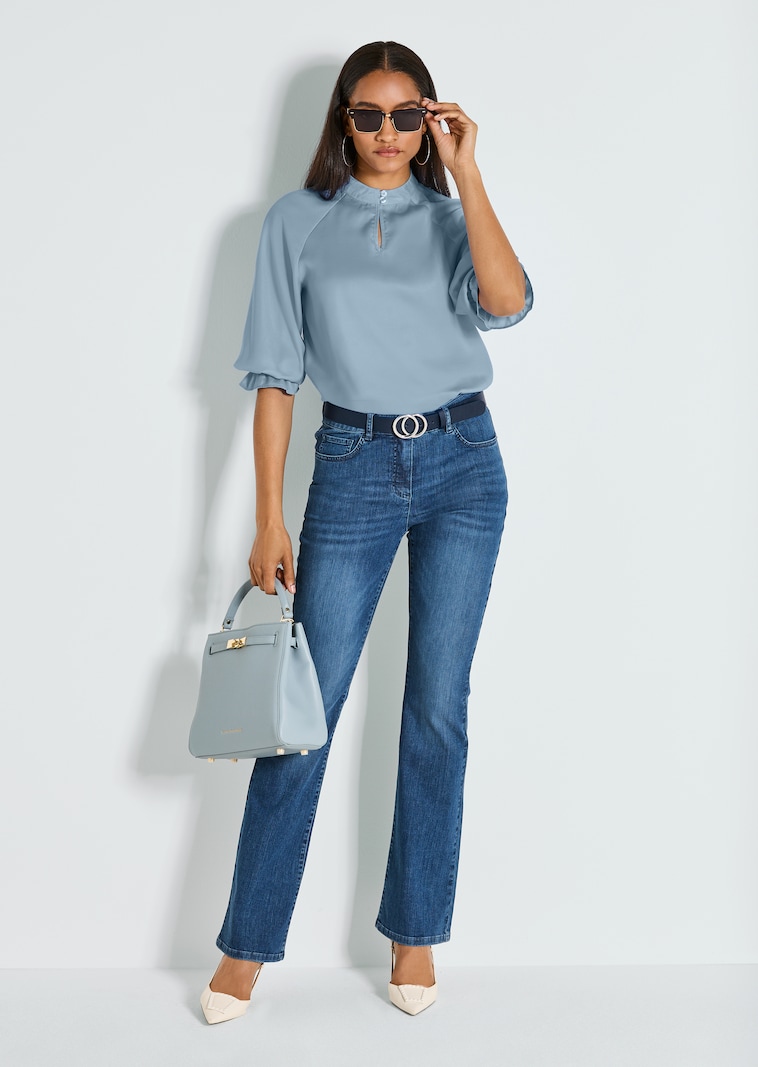 Stehkragen-Bluse mit 3/4-Ärmeln