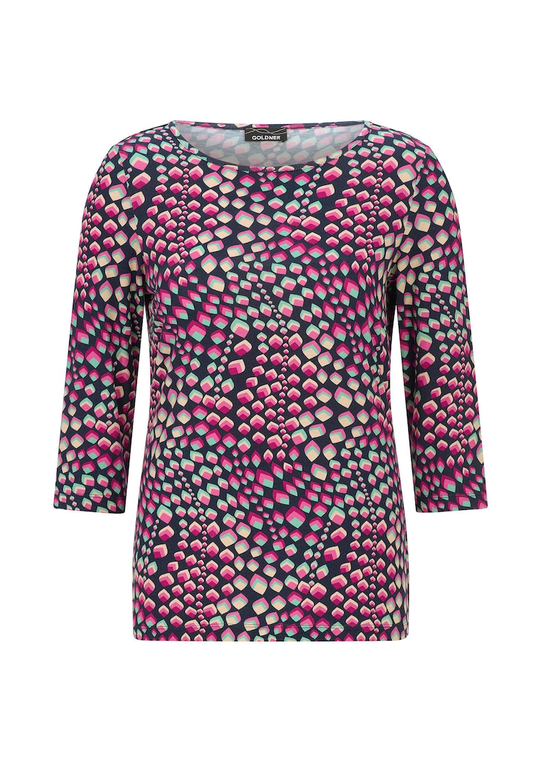 Jersey shirt met boothals en 3/4-mouwen