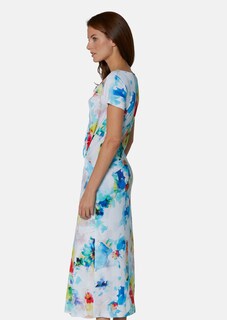 Bedrucktes Kleid mit Wasserfall-Ausschnitt und Knoten-Effekt thumbnail 4