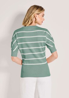 Ringelpullover mit Halbarm und breitem Bund thumbnail 3