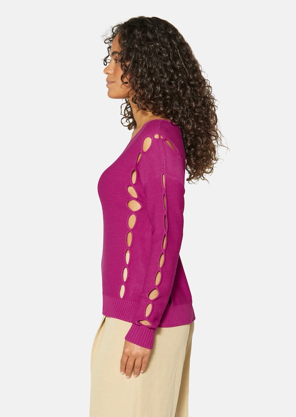 Knitted jumper with cut-outs and V-neckline 3