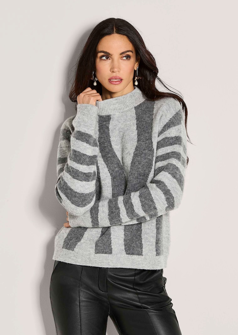 Jacquard-Pullover mit Stehkragen