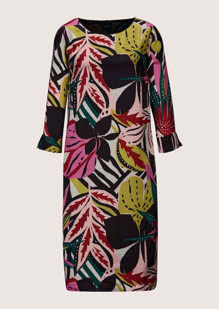 Robe à la ligne H, avec imprimé fleuri et manches 3/4