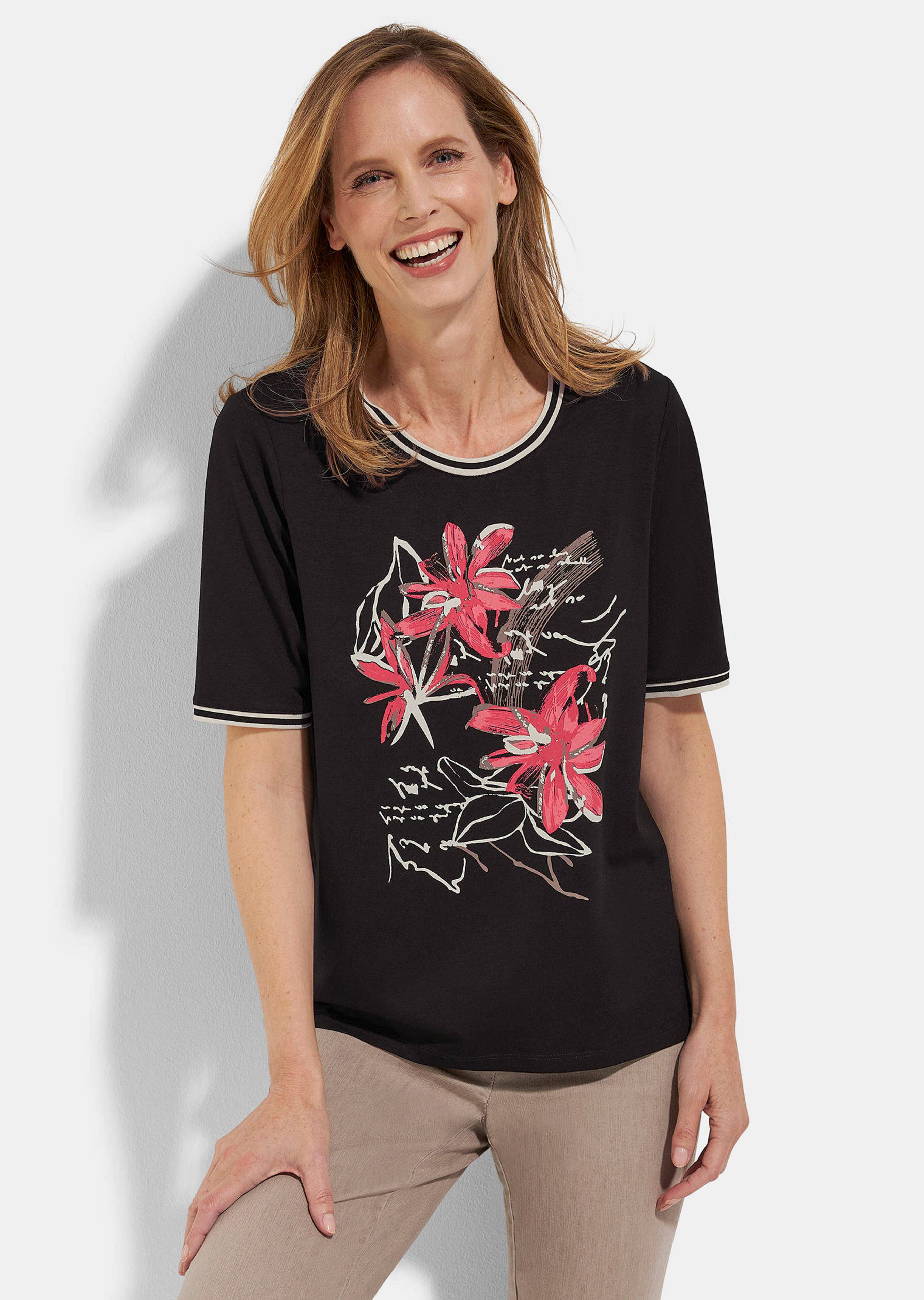 Viskose-Shirt mit Frontmotiv