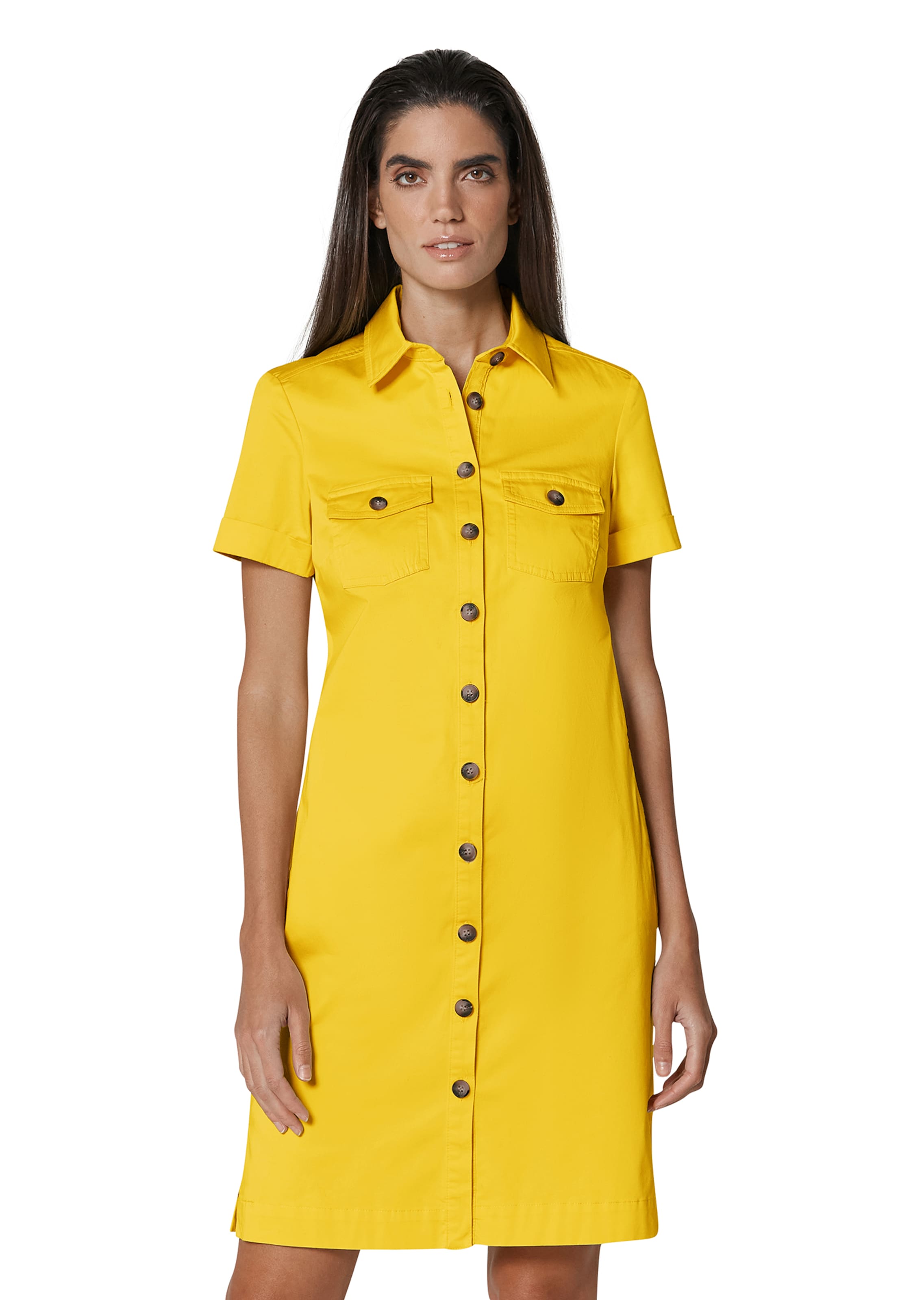 Gently fitted short-sleeve shirt dress in sunny yellow | MADELEINE Fashion Gently fitted short-sleeve shirt dress in sunny yellow | MADELEINE Fashion