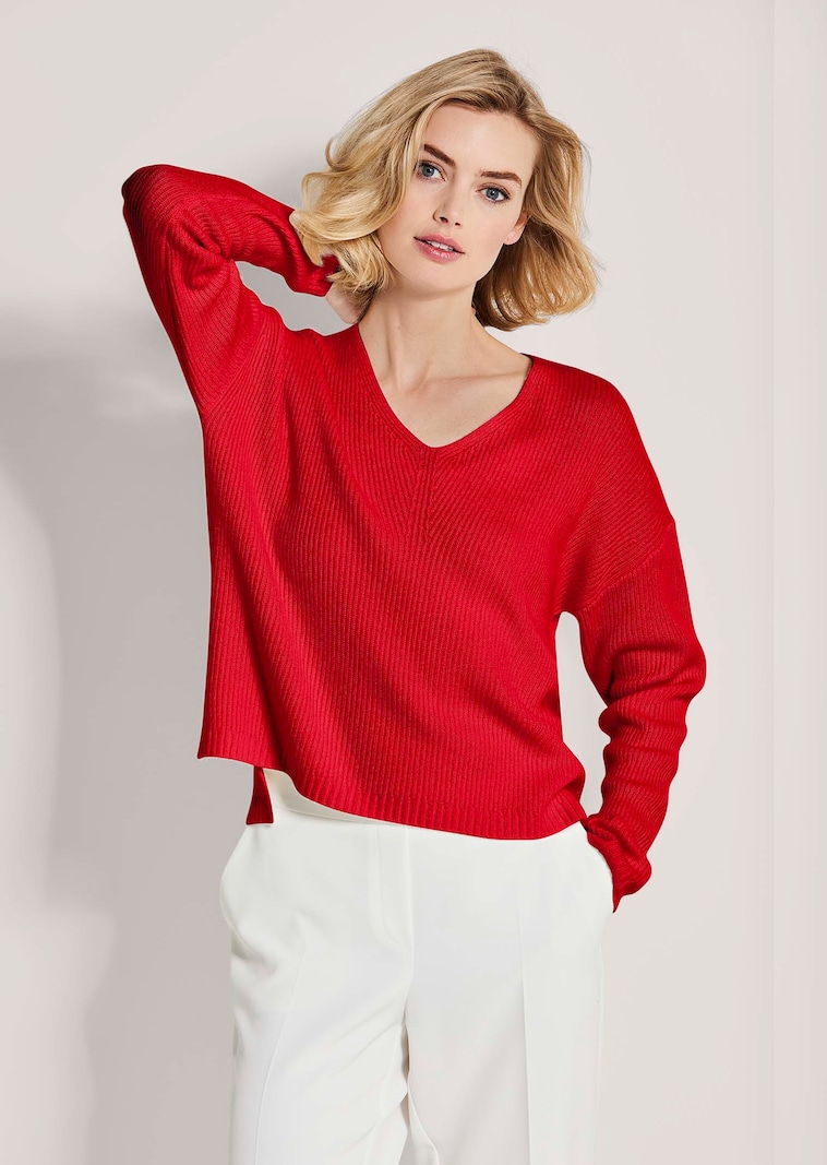 Kaschmir-Pullover mit V-Ausschnitt
