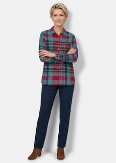 Karierte Hemdbluse aus reiner Baumwolle thumbnail 2