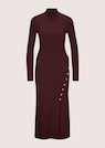 Figure-hugging knitted dress with decorative buttons and slit thumbnail 6