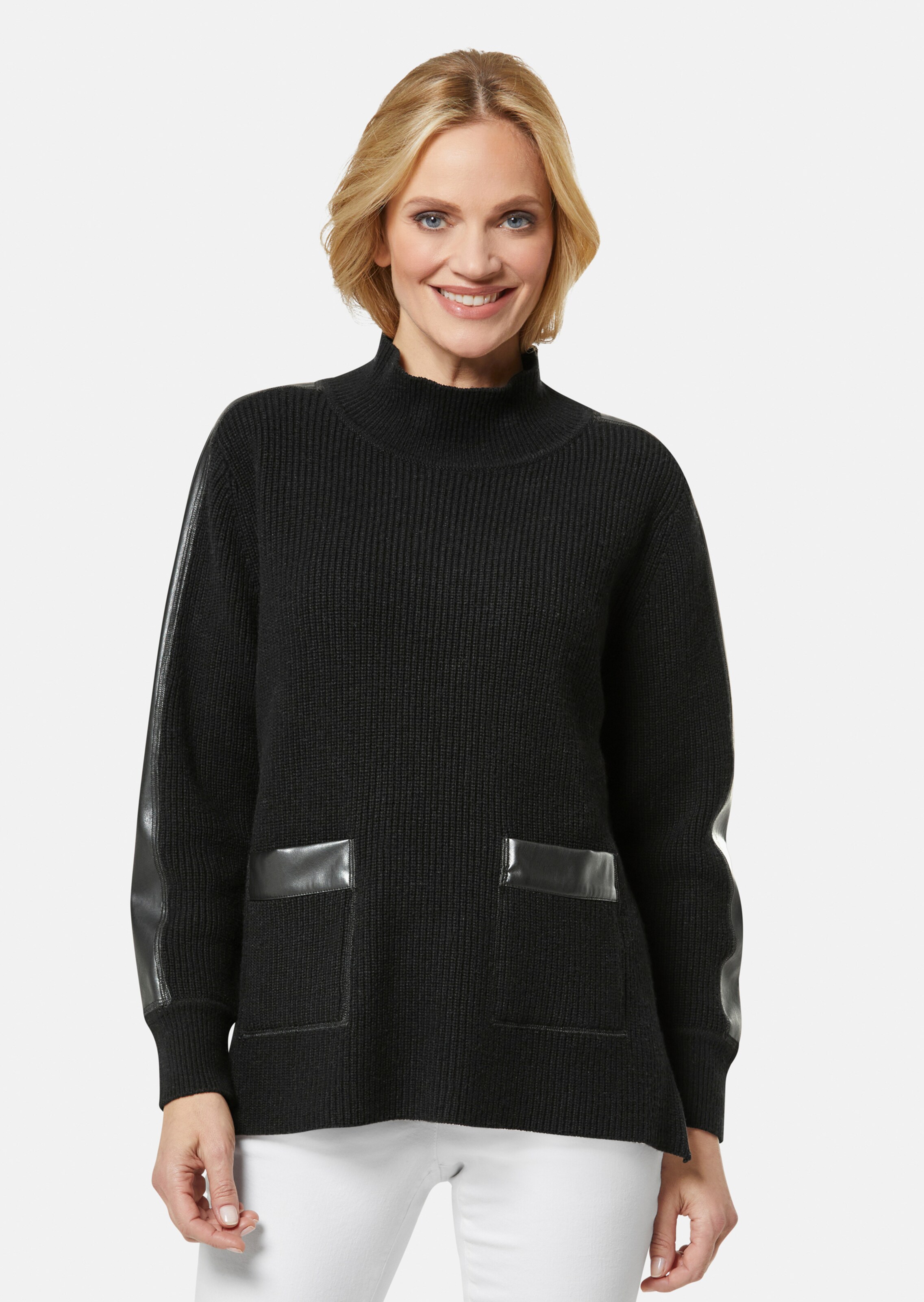 Jumper with faux leather