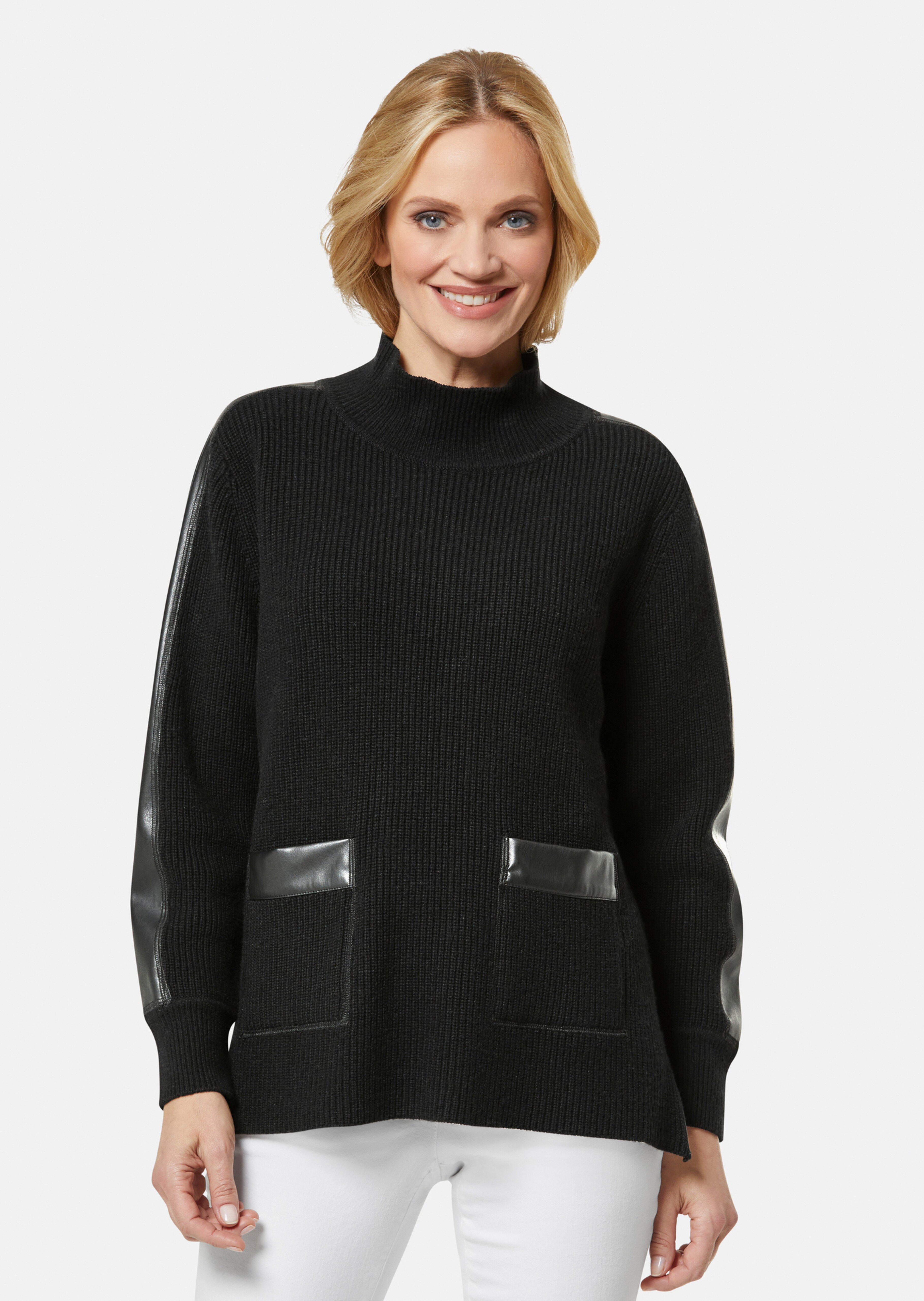 Jumper with faux leather