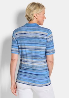 Geringeltes Poloshirt aus Viskose-Jersey thumbnail 3
