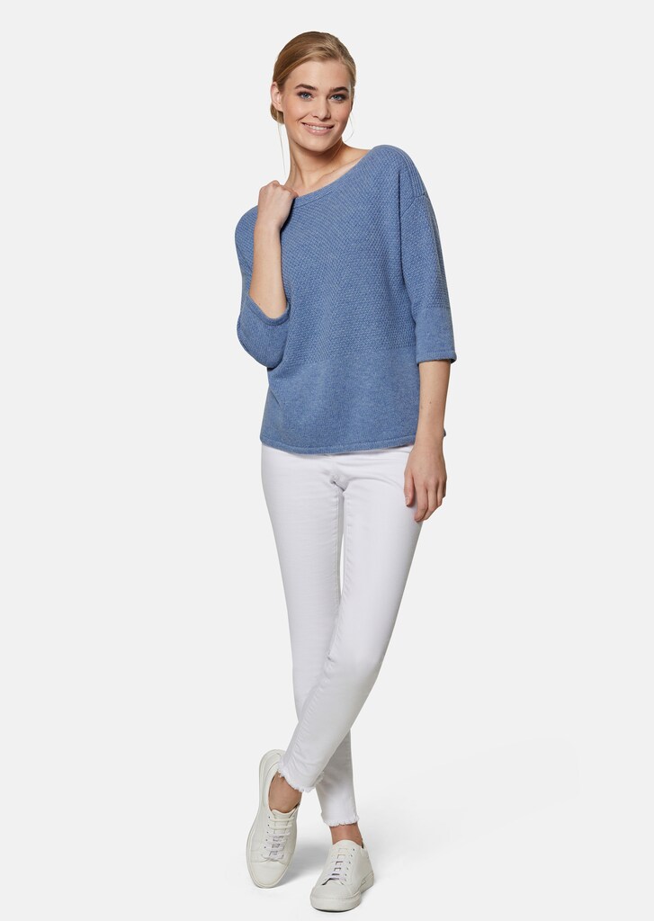 Cashmere jumper with textured mix 1